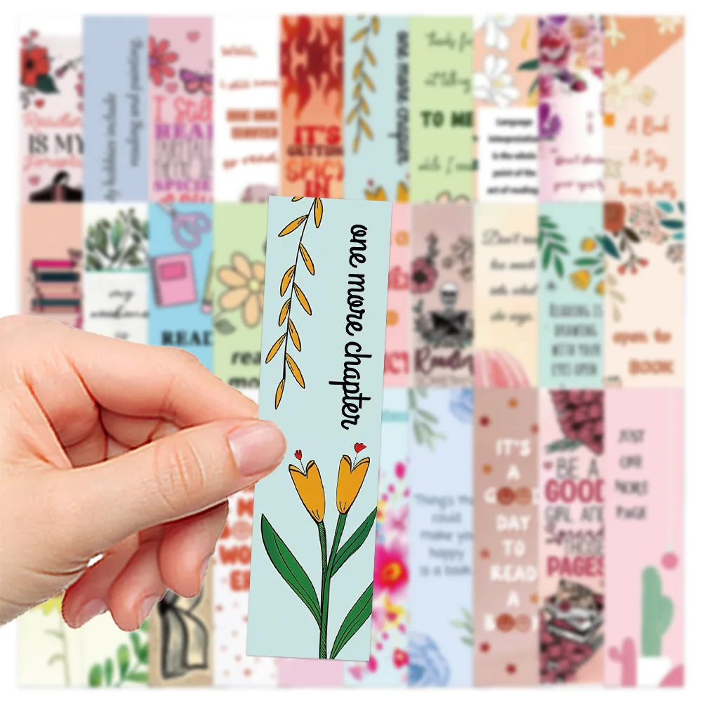 30PCS Flower Style Reading Bookmarks Simple Literary Pages Book Annotated Notebook Pages Clip Students Creative Gifts with Paper