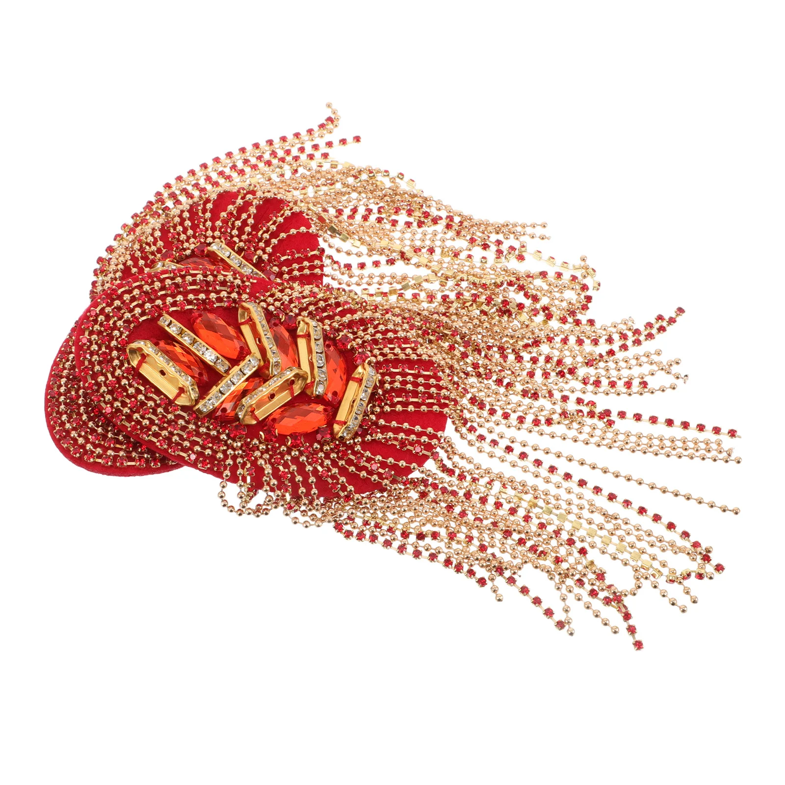 

2pcs Metal Punk Shoulder Epaulettes Beaded Tassel Link Chain Badge Suit Applique For Uniform Cosplay Stage Decor Accessory