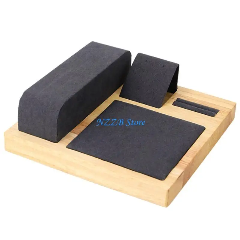 

T21F Jewelry Tray Elegant Jewellery Display Rack Jewelery Presentation Stand for Collectors Wooden Storage Tray