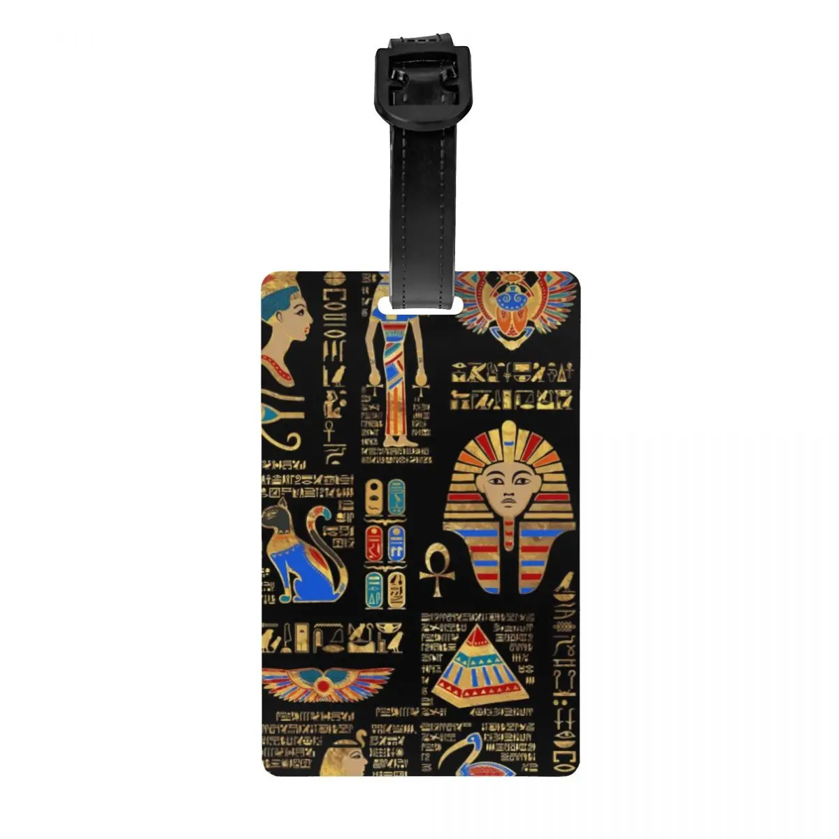 Custom Egyptian Hieroglyphs And Deities Luggage Tag Privacy Protection Egypt Baggage Tags Travel Bag Labels Suitcase