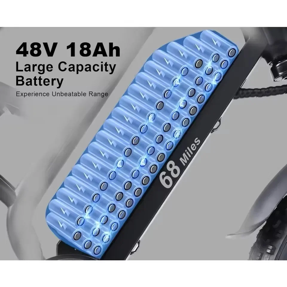 1500W Moped Style Electric Bike 48V 18Ah Removable Battery 32MPH Top Speed All Terrain Fat Tire Adult eBikes