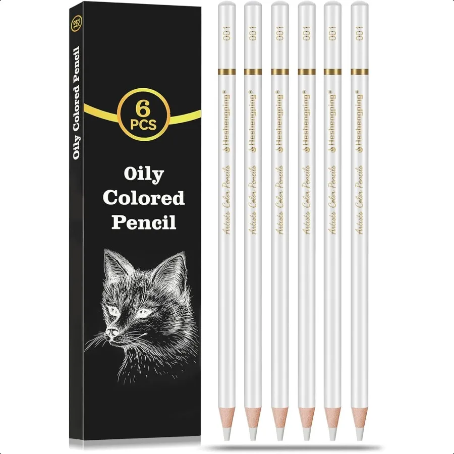 

White Color Pencils Profional 6 Pack Draw Pencil for Sketching White Sketch Pencils for Sketching Shading Blending Chalk for Be