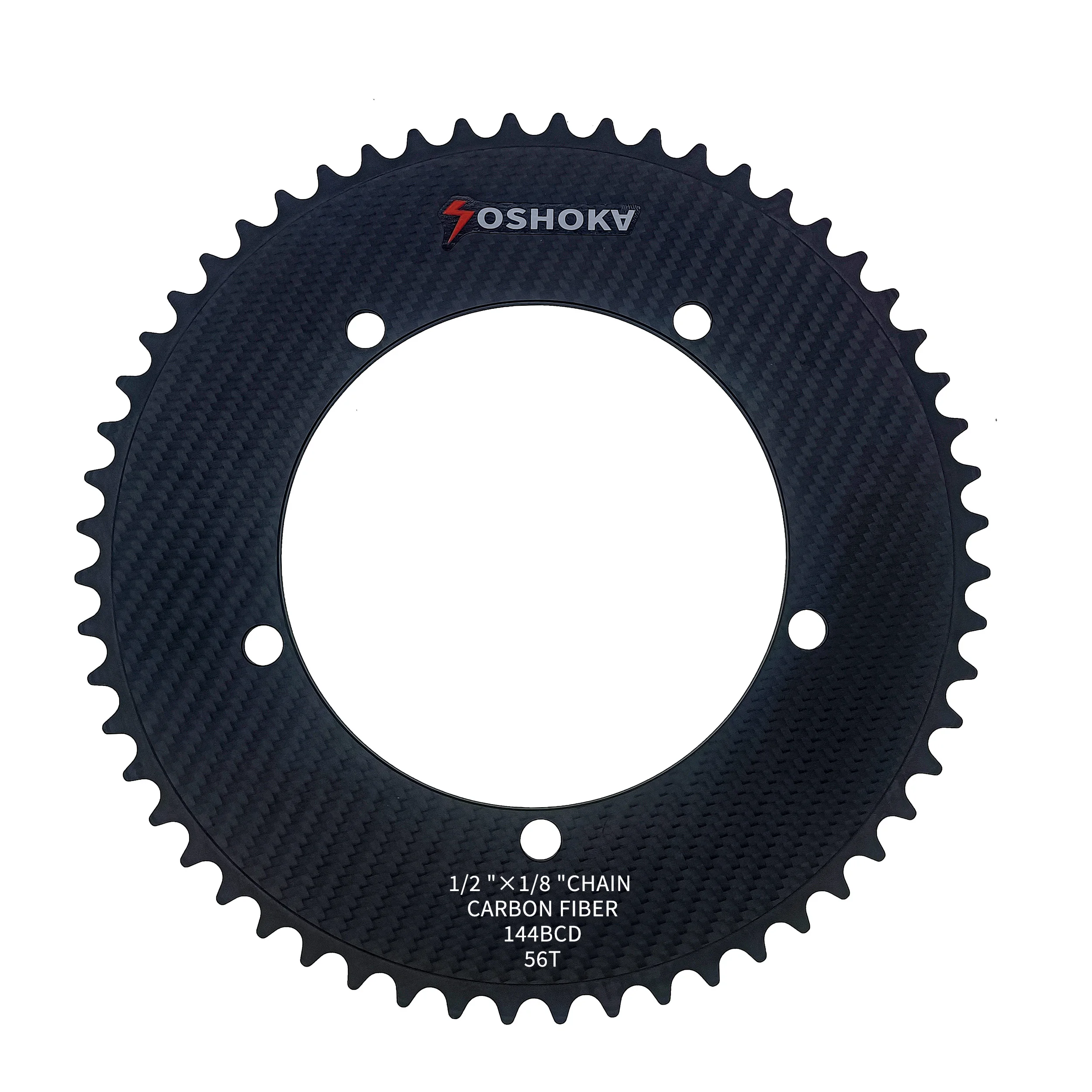 

Yoshoka New Arrival Classic Design Single Speed Fits 1/8"chain Track Bike Carbon T700 Chainrings 144BCD 49-75T Chainrings