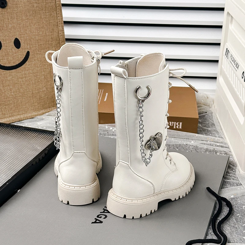 Kids Lace-Up Ankle Boots Boys Girls Warm Lined Non-Slip Chunky Sole Toddler Booties for Winter Outdoor School Walking Daily