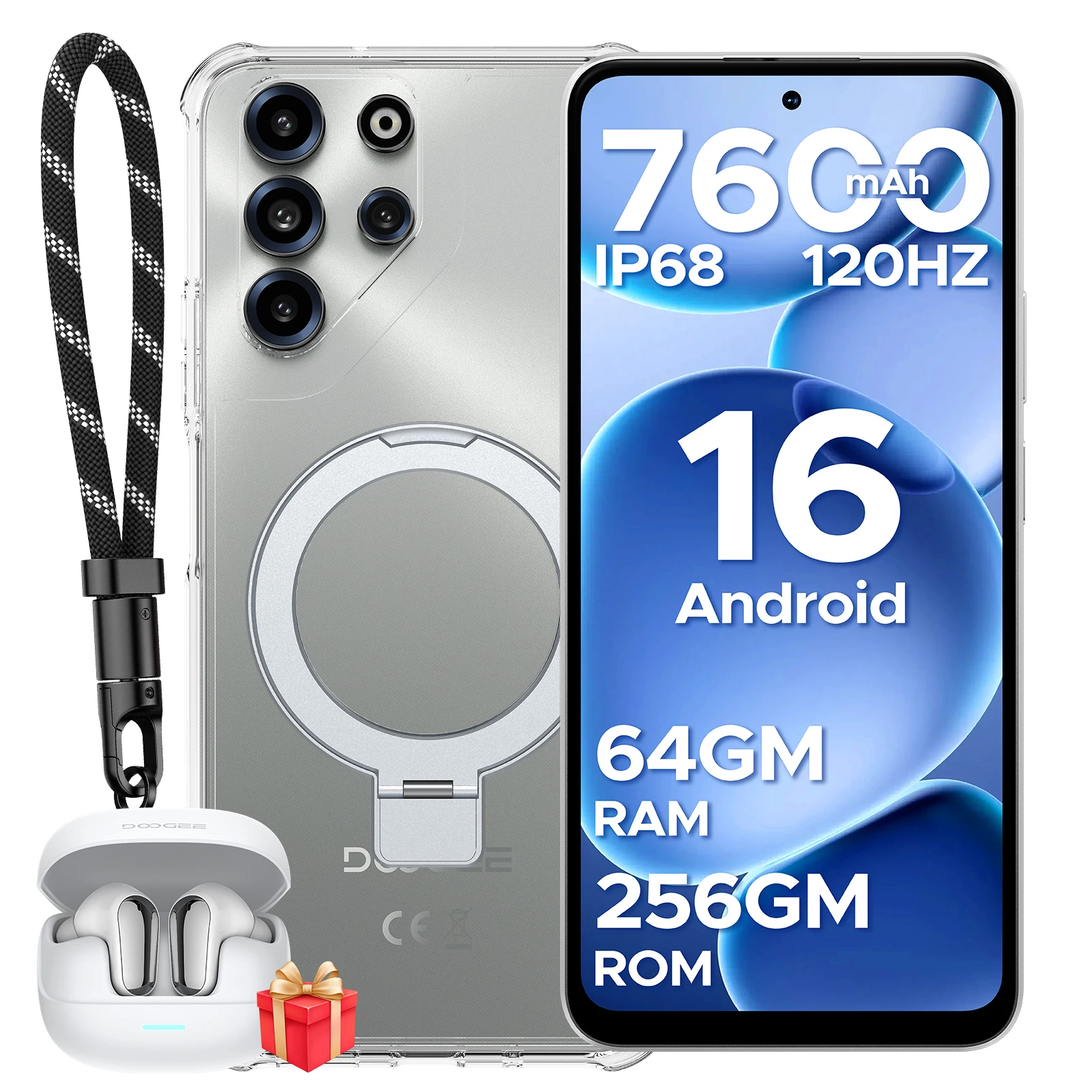 Doogee B10 Pro Smartphone 7600Mah Batterij 6.63'' 120Hz Scherm 64Gb Ram(8Gb+56Gb) 256Gb Rom 64Mp Camera Android 16 Mobiele Telefoon