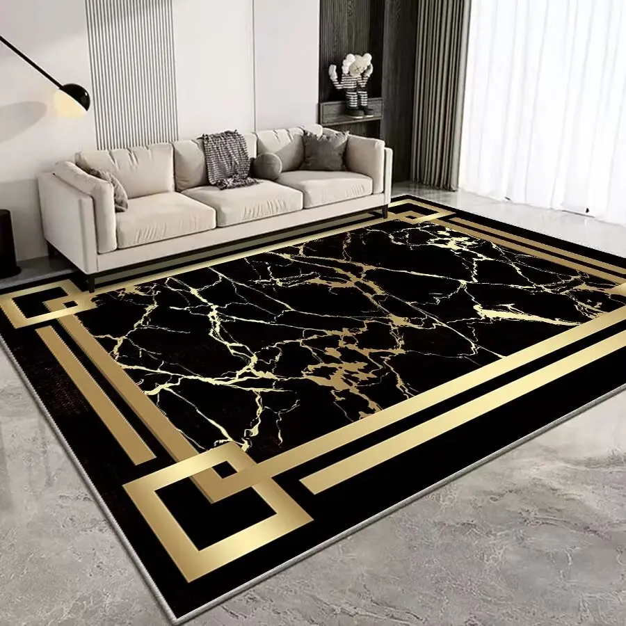 Abstract Carpet Living Room tapis Marble Gold Decoration Carpets Hall Sofa Side Floor Mat Bedroom Lounge Rug Washable ковер 러그