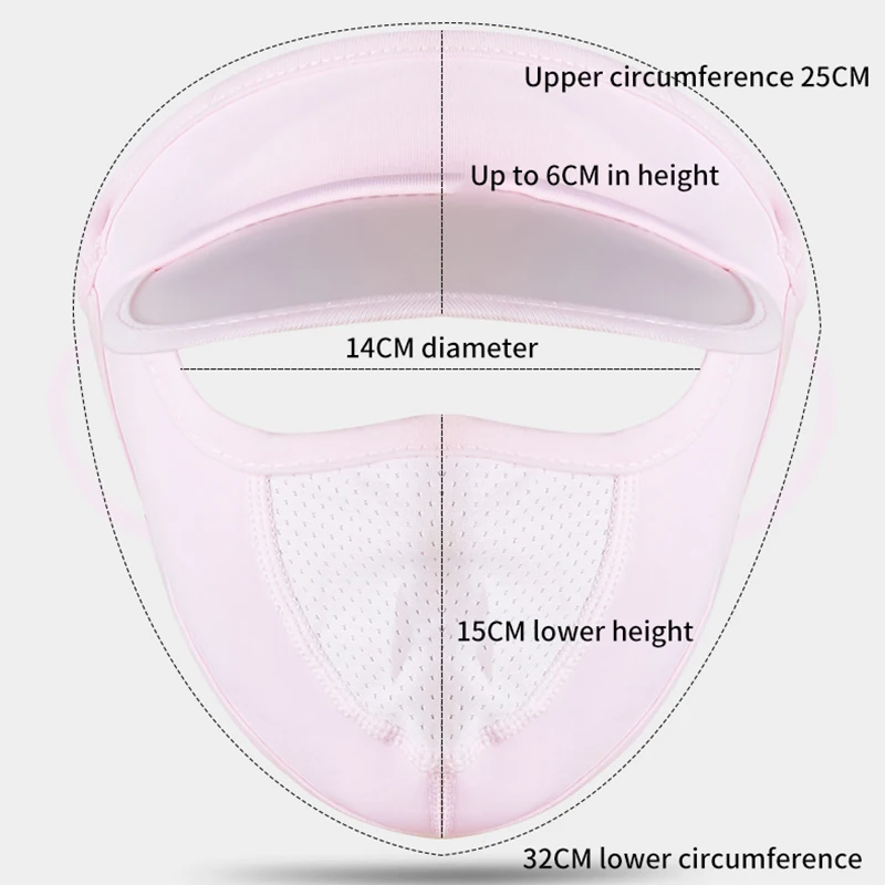 قبعة شمسية كاملة الوجه مضادة للأشعة فوق البنفسجية مع قناع شبكي مسامي وحرير ثلجي، مثالية للعمل في الهواء الطلق وركوب الدراجات في الصيف #6