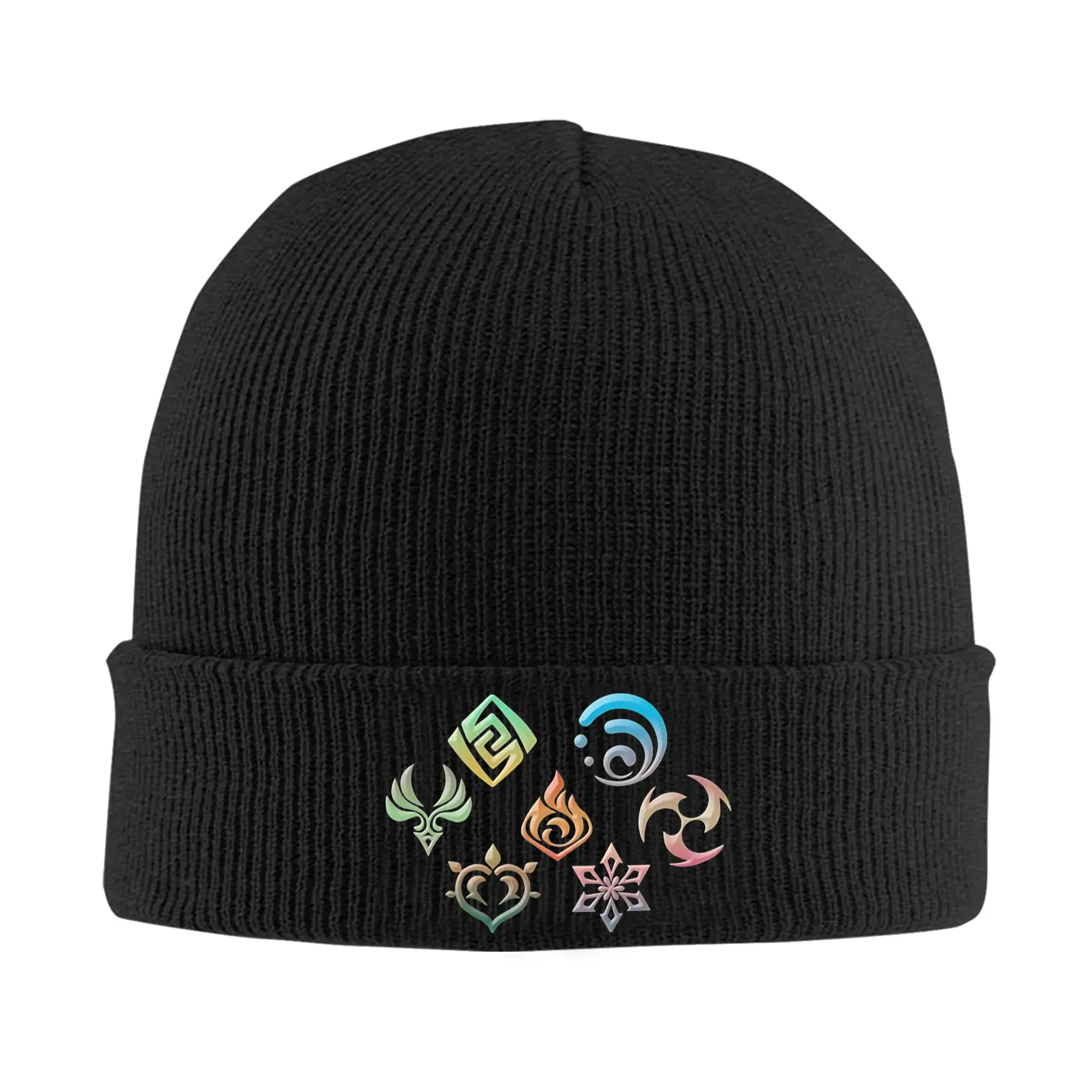 Men Women Genshin Impact Elements Beanie Hats  Hip Hop Knitting Hat Winter Outdoor Sport Caps Custom Thermal Elastic Bonnet Hats