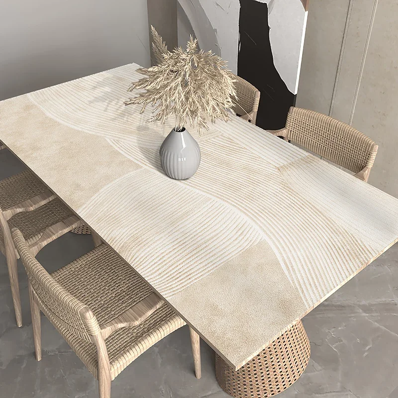 Waterproof Tablecloth for Dining Table Decoration Accessories Oil-proof Kitchen Restaurant Desk Mat Beige PvcTable Cloth No-wash