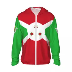 Burundi Flag Polyester Hoodie Sunscreen Sun Protection Fishing Running Clothes Quick Dry Performance Long Sleeve With Zipper