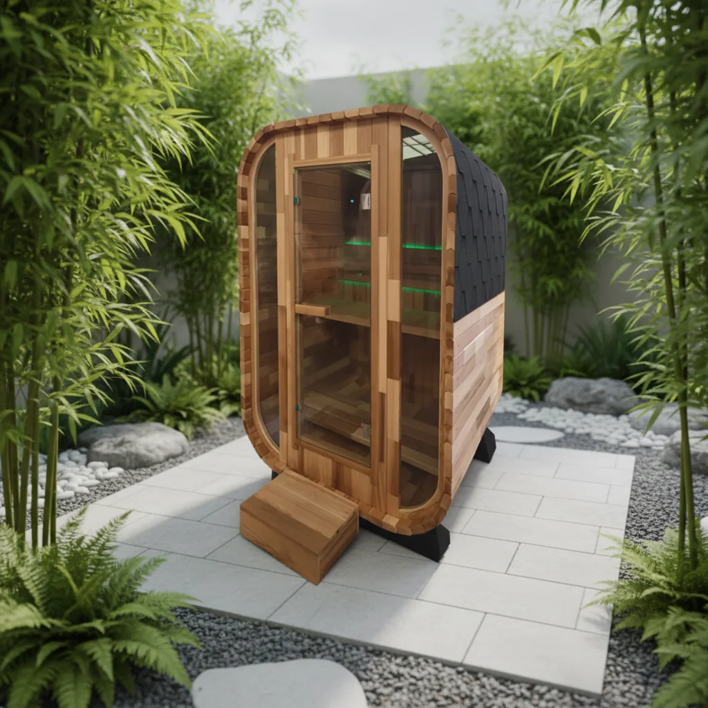 Panoramic Glass Luxury Cube Sauna Outdoor 1-2 People Use Customize Sauna Room Black Waterproof Sauna For Spa