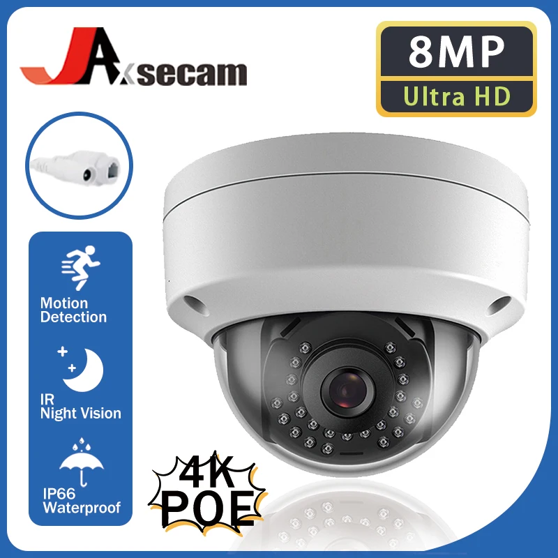 

H.265 8MP 4K Security POE IP Camera Human Detection Outdoor Audio Record Ultra HD Video Surveillance AI IP Dome Camera Metal