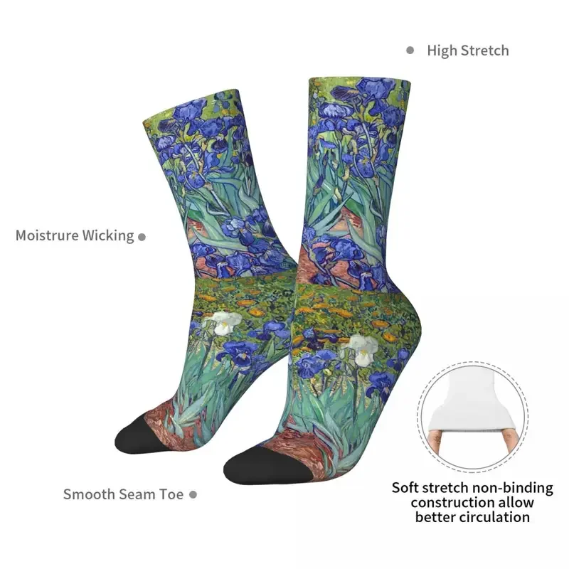 Y2K Van Gogh - Irises Harajuku Sweat Absorbing Stockings All Season Long Socks Accessories For Unisex Birthday Present