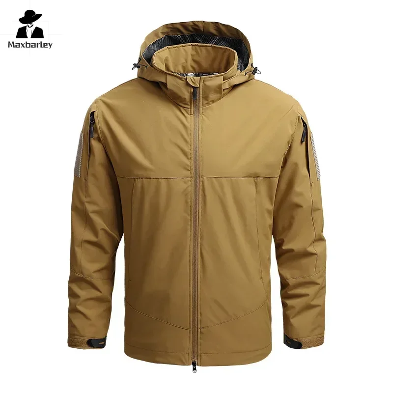 

Gorpcore Jacket Men's Fashion Soft Shell Waterproof Detachable Hooded Coat Autumn Mountaineering Suit Pocket Work Windbreaker