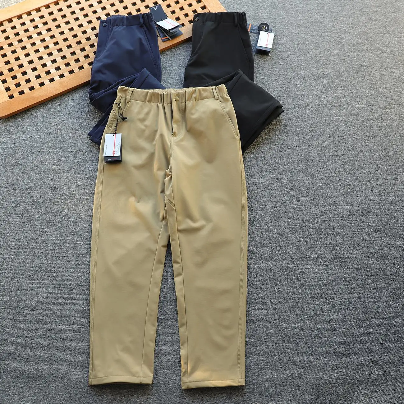 

Мужские повседневные брюки на флисовой подкладке, свободные, с эластичным поясом, с новым модным узором, осенние, теплые