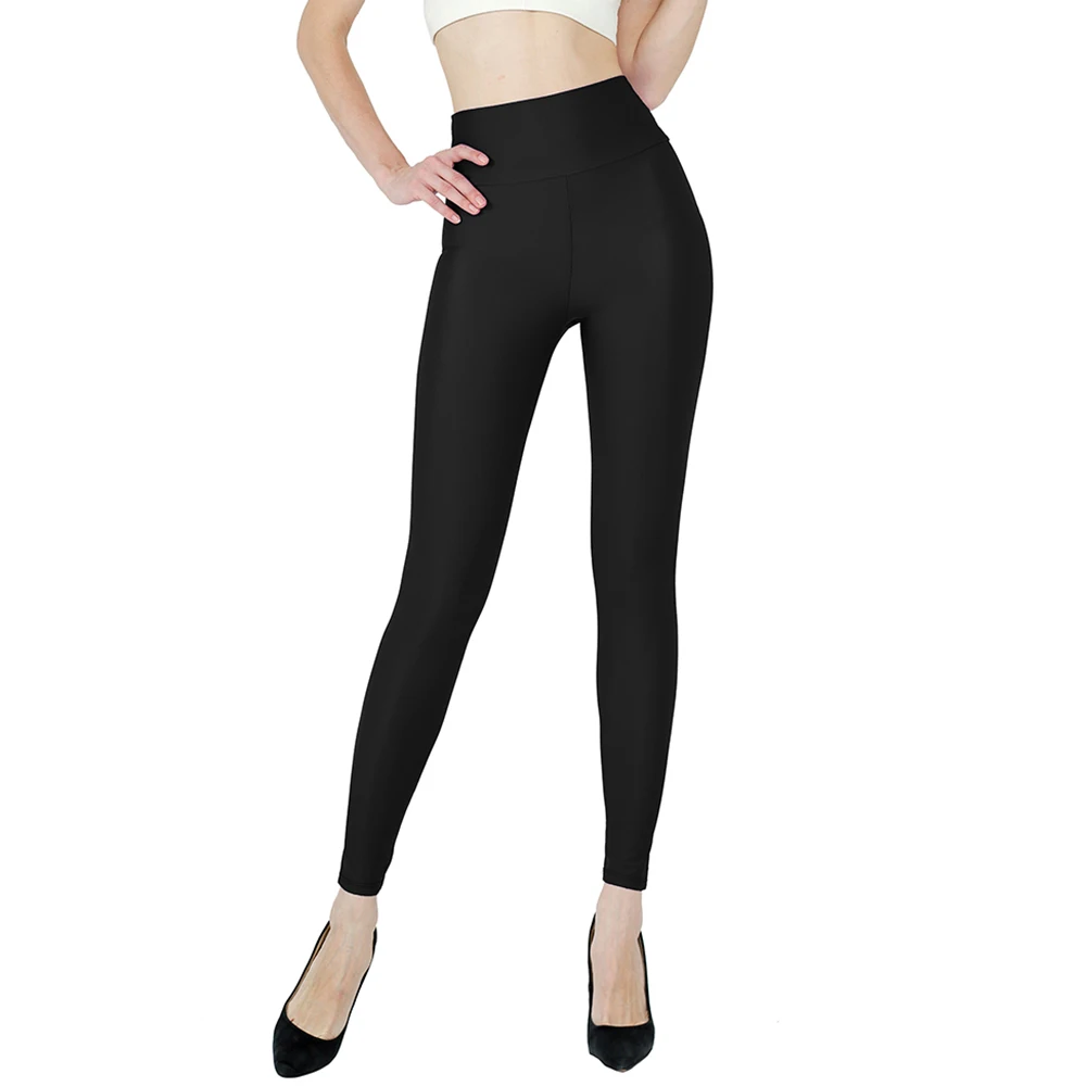 AOYLISEY-Leggings magras de cintura alta pretas com comprimento do tornozelo feminino, calças elásticas de ioga, elastano, fitness elástica, lazer, primavera