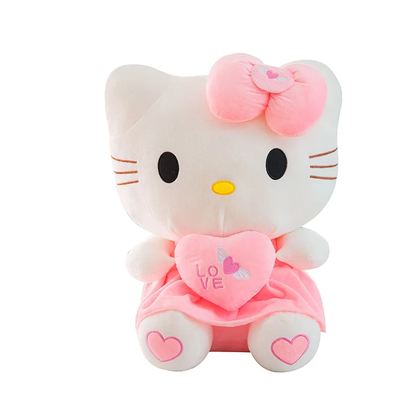 Sanurgente-Peluche Kawaii Hello Kitty Anime pour enfants, robe nœud papillon rose, oreiller décoratif mignon, cadeaux d'anniversaire et de Noël, 55cm