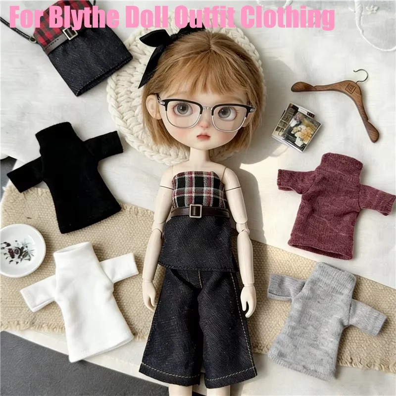 Ropa para muñeca Blythe, suéter de cuello alto, camisa a cuadros, conjunto de pantalones vaqueros Jk, Falda plisada, vestido, ropa OB22 OB24 1/6 HelloKitty