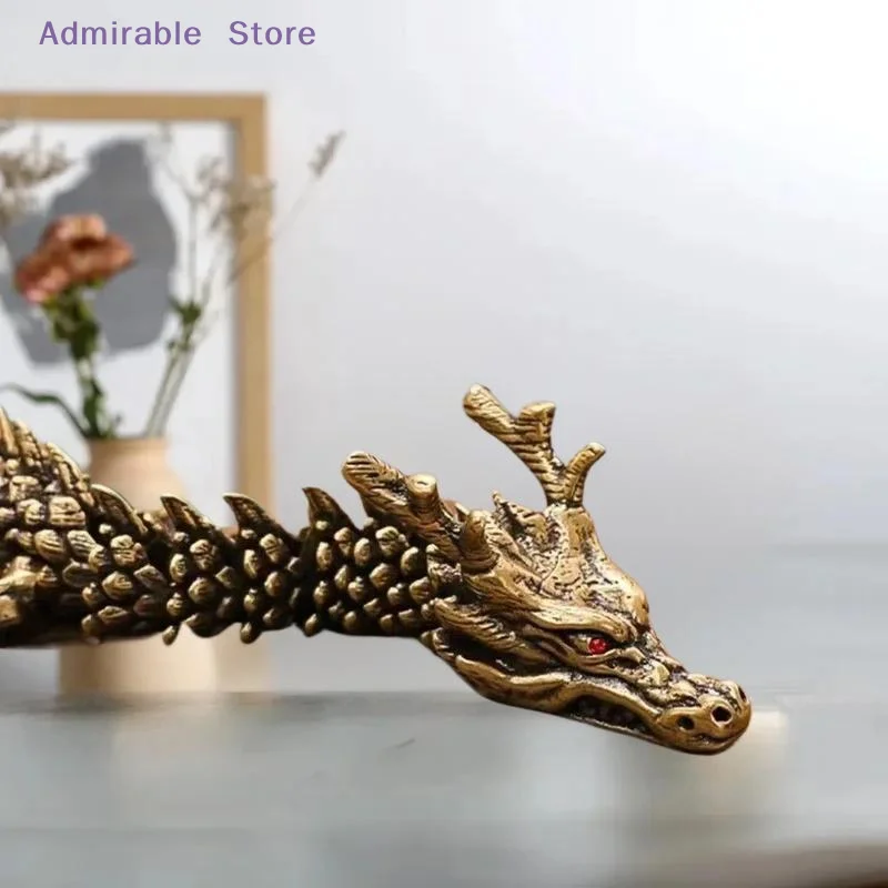 w1Pcs Moveable Body Joints Antique Alloy Lucky Dragon Desktop Office Crafts 3D Dragon Statue Ornament Home Decoration Gifts