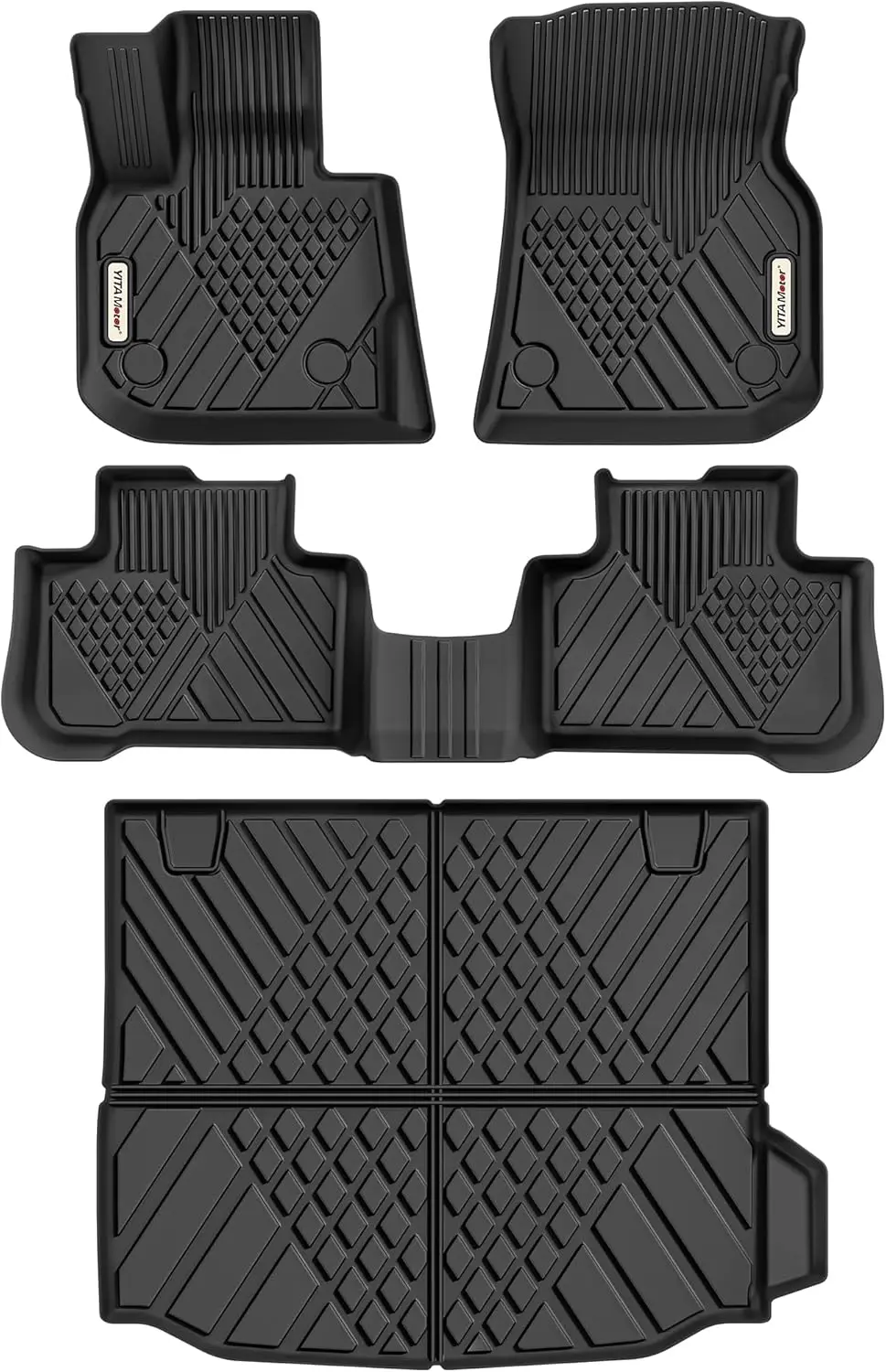 TPE All-Weather Floor Mats for 2018-2024 Vehicles (Without Spare Tire), Anti-Slip, Black