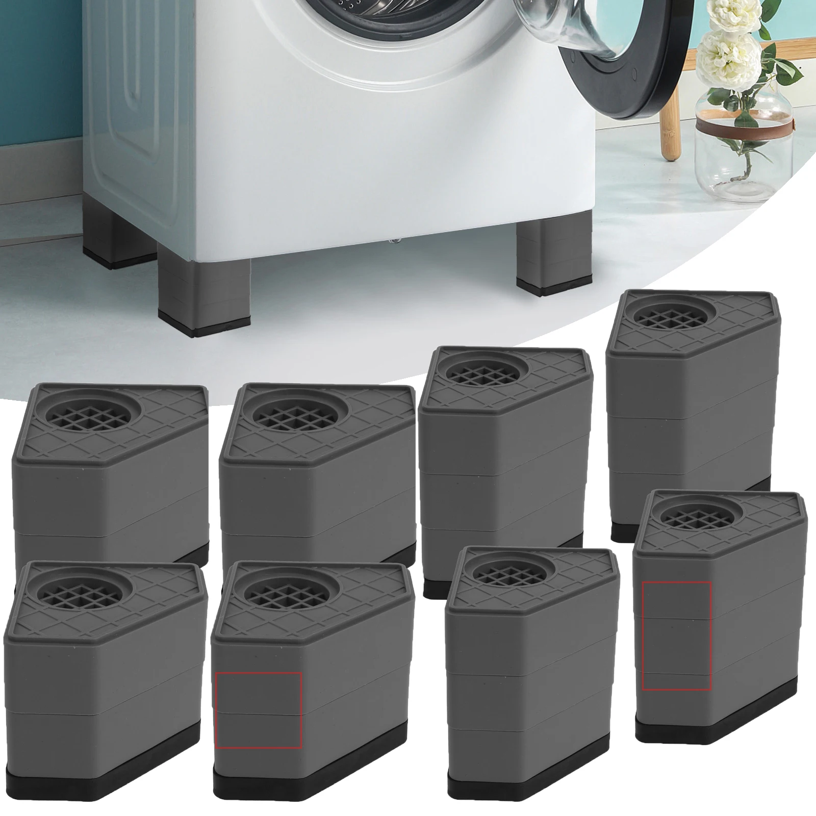 وسادة قدم للغسيل مضادة للاهتزاز ، وسادات قابلة لإعادة الاستخدام ، مجفف مضاد للاهتزاز ، دعامة صدمات ، لوازم منزلية مانعة للانزلاق ، قاعدة ثابتة ، 2-3 طبقات ، 4 VA #1