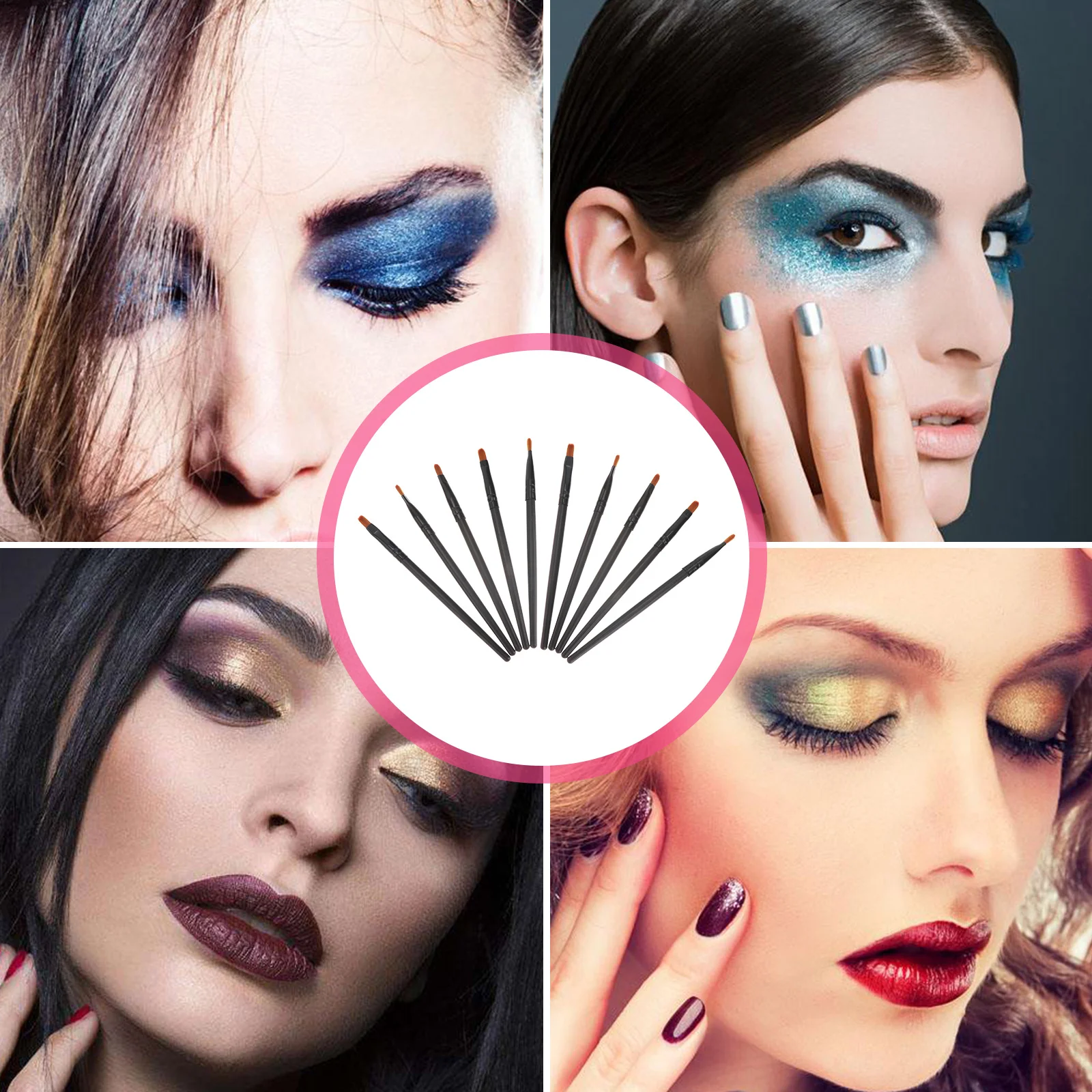 مجموعة فرش مكياج مكونة من 10 قطع، مقبض خشبي عالي الجودة لتطبيق العين والشفاه والأنف، تطبيق ناعم ولطيف، مستلزمات التجميل