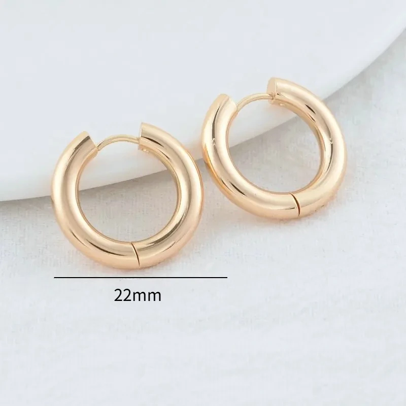 18MM 20MM 22MM 24MM 14K Gold Color Steel Round Earrings Hoops High Quality Jewelry Making Supplies Diy Findings Accessories