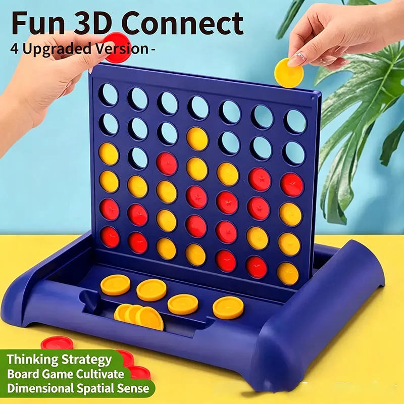 1 Stück Vier-Gegen-Vier Schachspiel, Klassisches Familien-Brettspiel, Lehrreiches Spielzeug für Kinder ab 3 Jahren, Geschenkbox-Verpackung