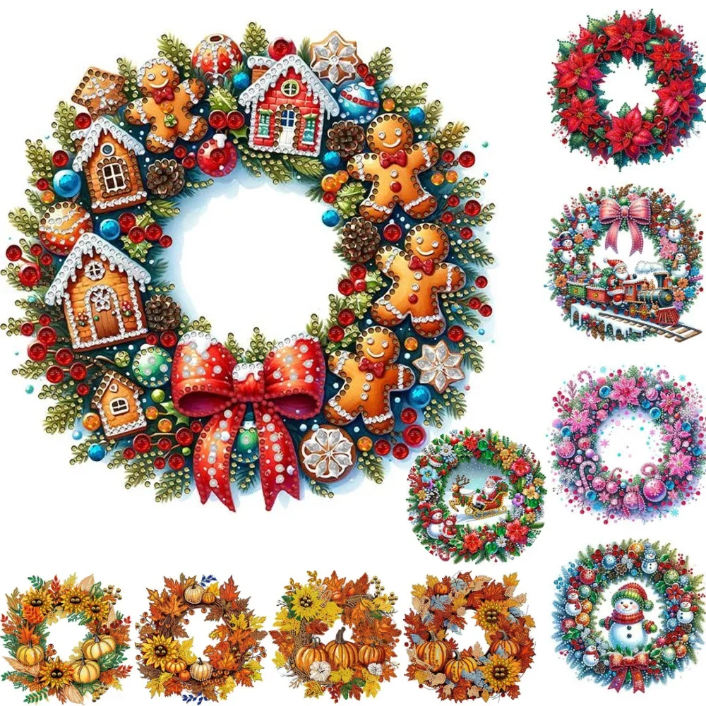 

30x30cm Christmas Wreath 5D DIY Partial Special Shaped Drill Diamond Painting Kit Christmas Wreath Diamond Embroidery Crafts