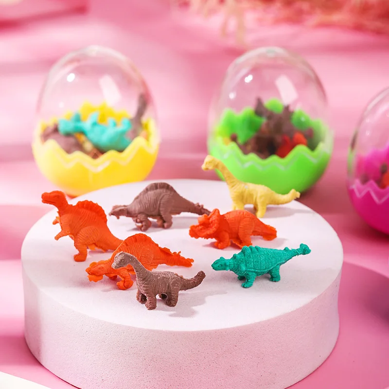 5Pcs Cute Jungle Dinosaur Egg Theme Erasers Stationery Gift for Kids Birthday Party Favors Goodie Bag Back To School Rewards