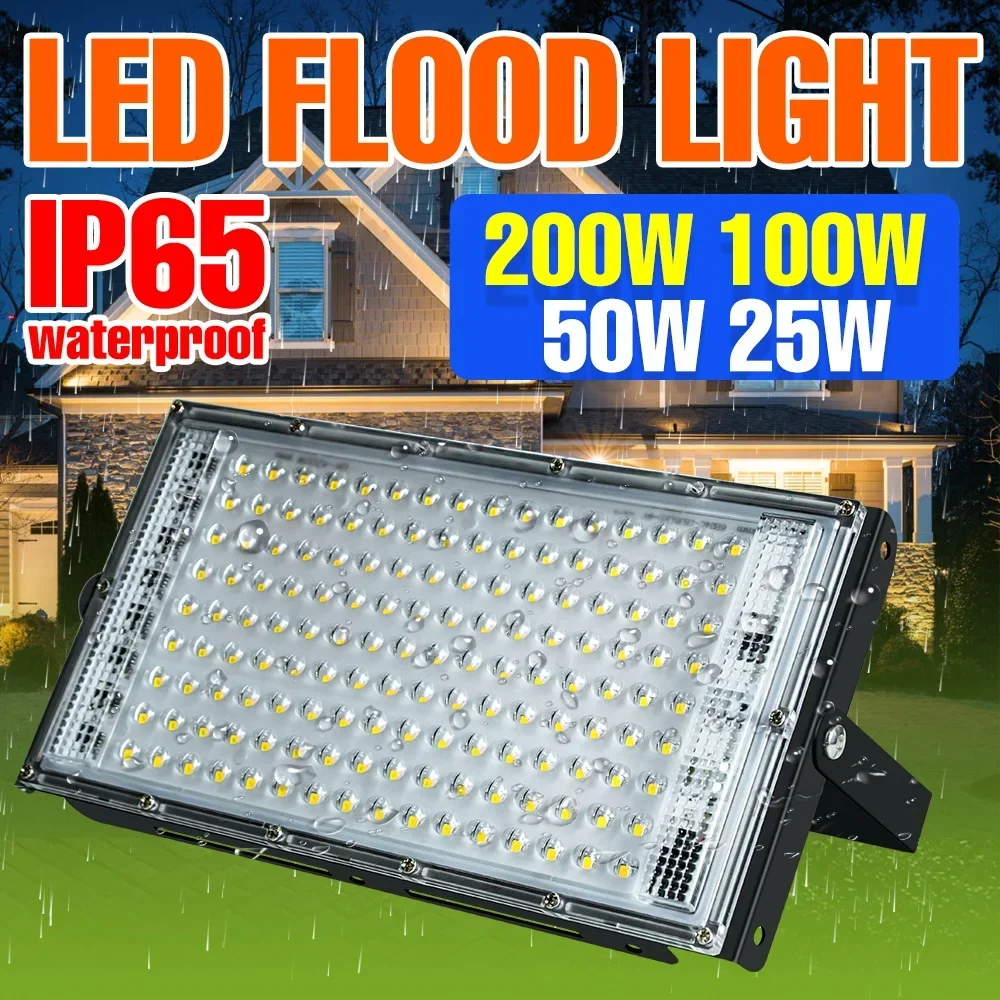 

200W LED Outdoors Flood Light IP65 Waterproof Reflector Street Lamp 220V Garden Exterior Wall Lighting Cold/Warm White Spotlight