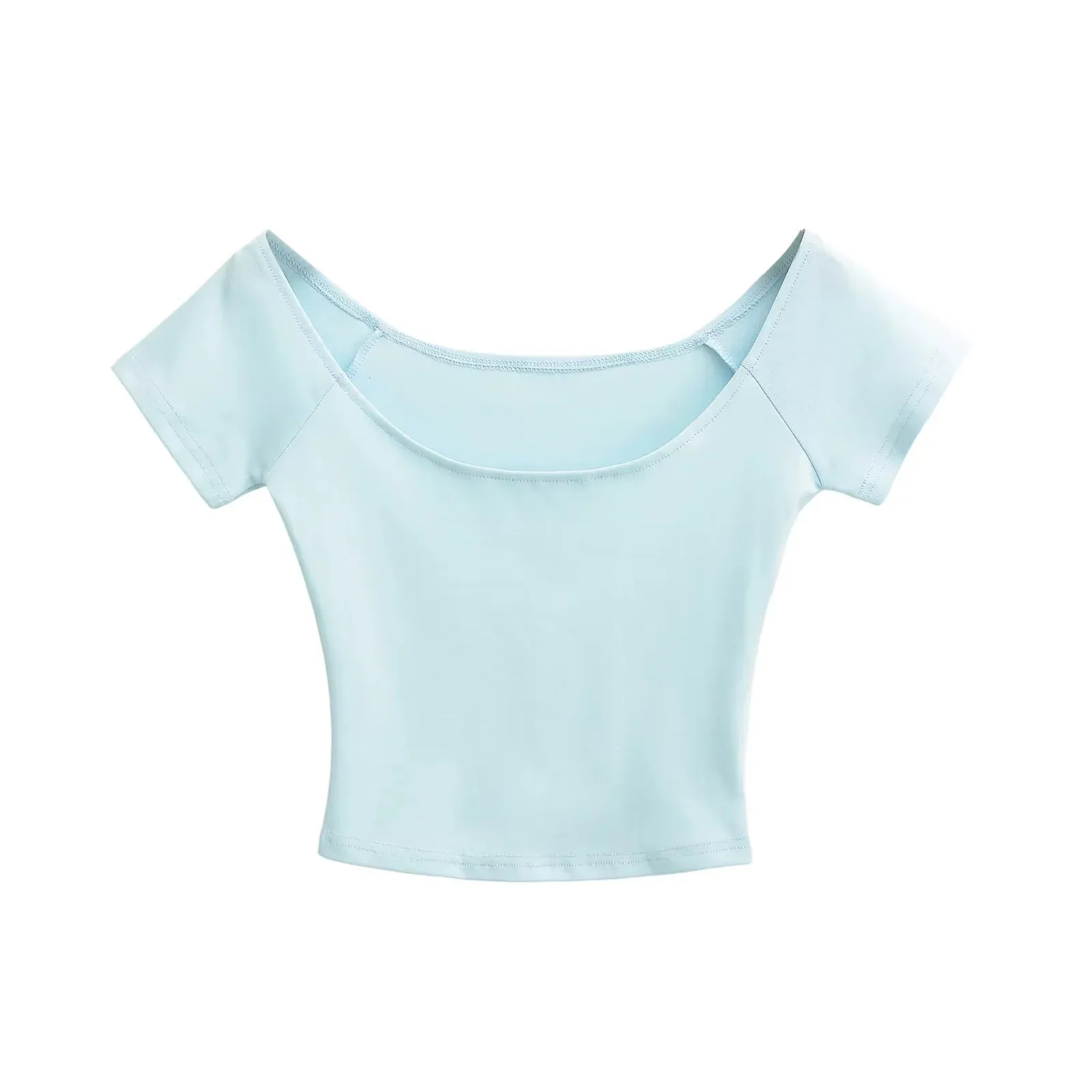 American-style sexy off-shoulder top 2025 summer new short off-shoulder slim-fit short-sleeve T-shirt for women   V30B