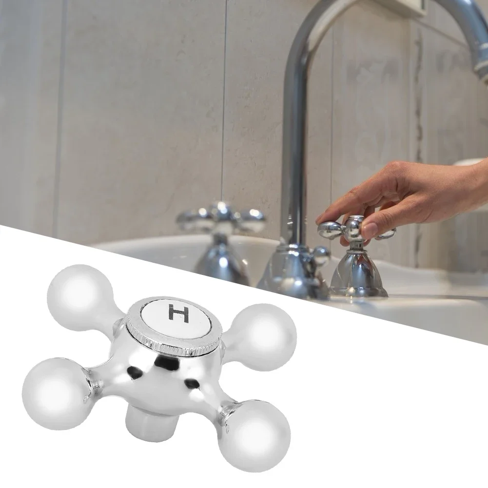 Copper Cross Handle Bath Sink Faucet Handle for Kitchen Bathroom Sink Unique Plum Blossom Water Faucet Handle Replacements