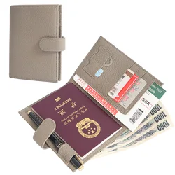 Fashion Genuine Leather Passport Cover Cards Holder Travel Passport Wallet Document Organizer Case with 1 Pen Holder Men Women