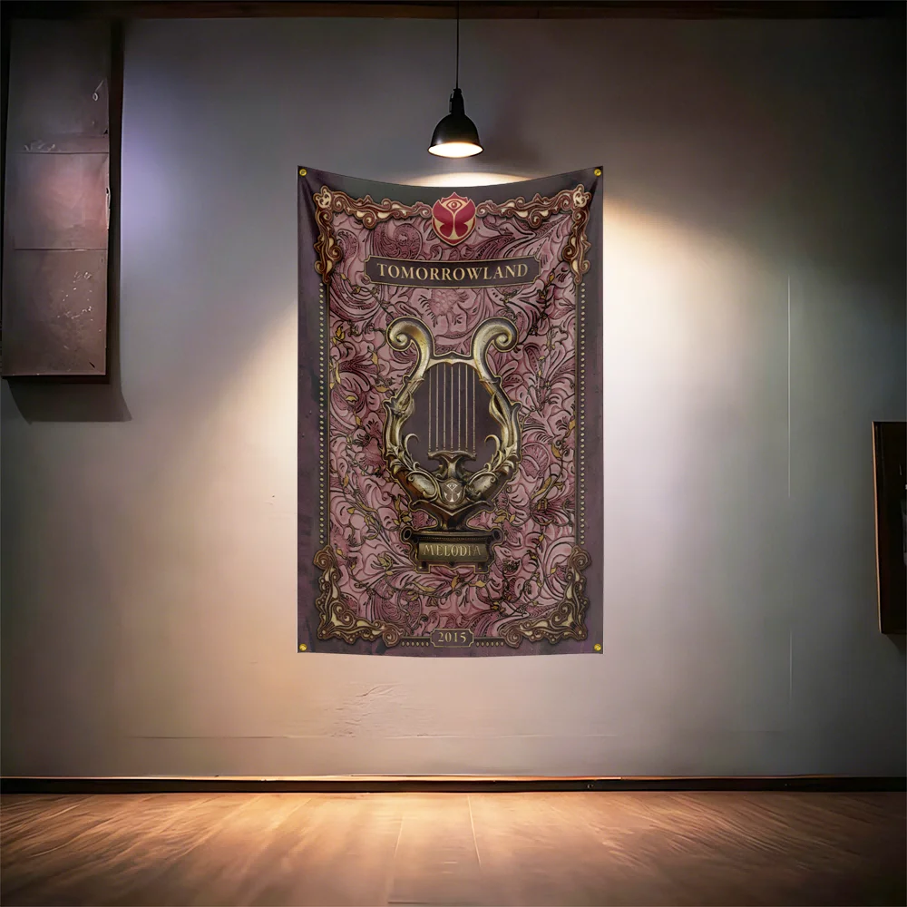 Rock Music Flag  for Tomorrowland Fans Banner HD Print Brass Grommet Garage Bedroom Living Room Dorm Wall Decor Tapestry