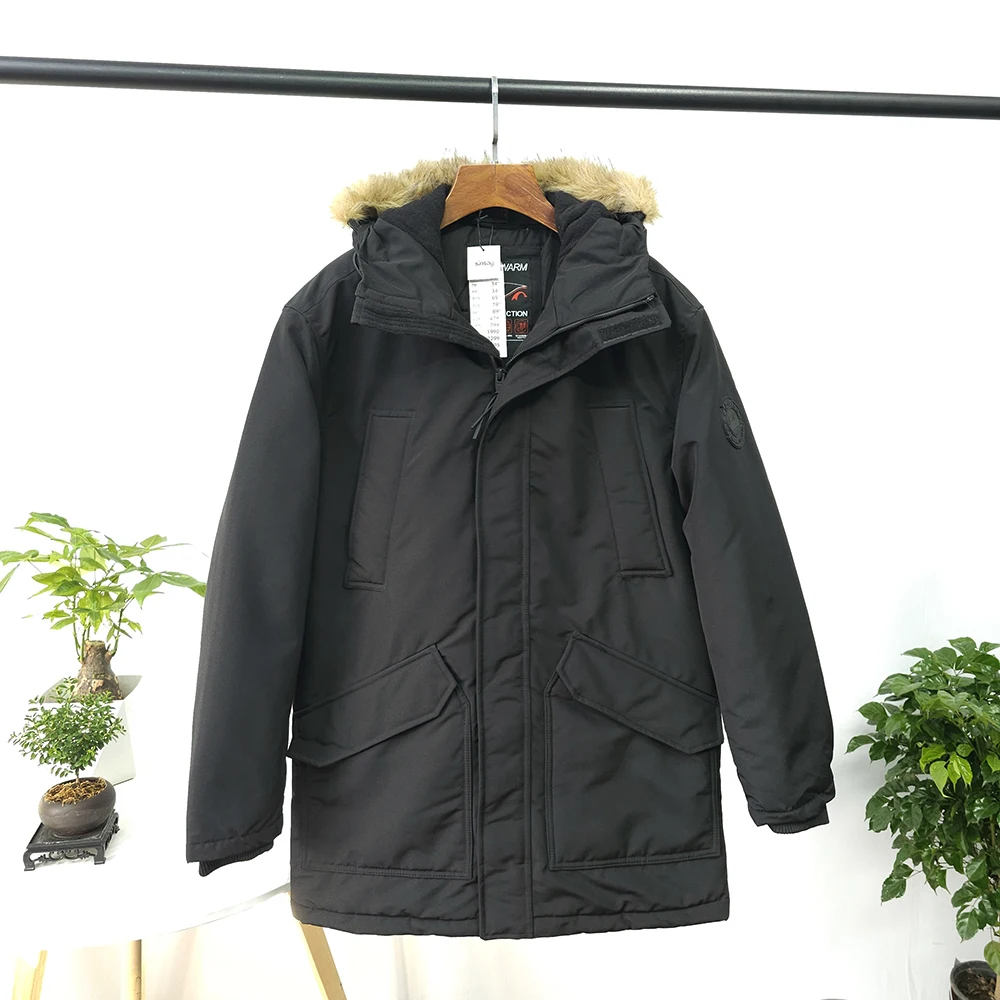 

Men's Winter Outdoor Hooded Thickened Casual Cotton Jacket Windproof Waterproof Mid-Length Fashion Urban Style Zipper Closure