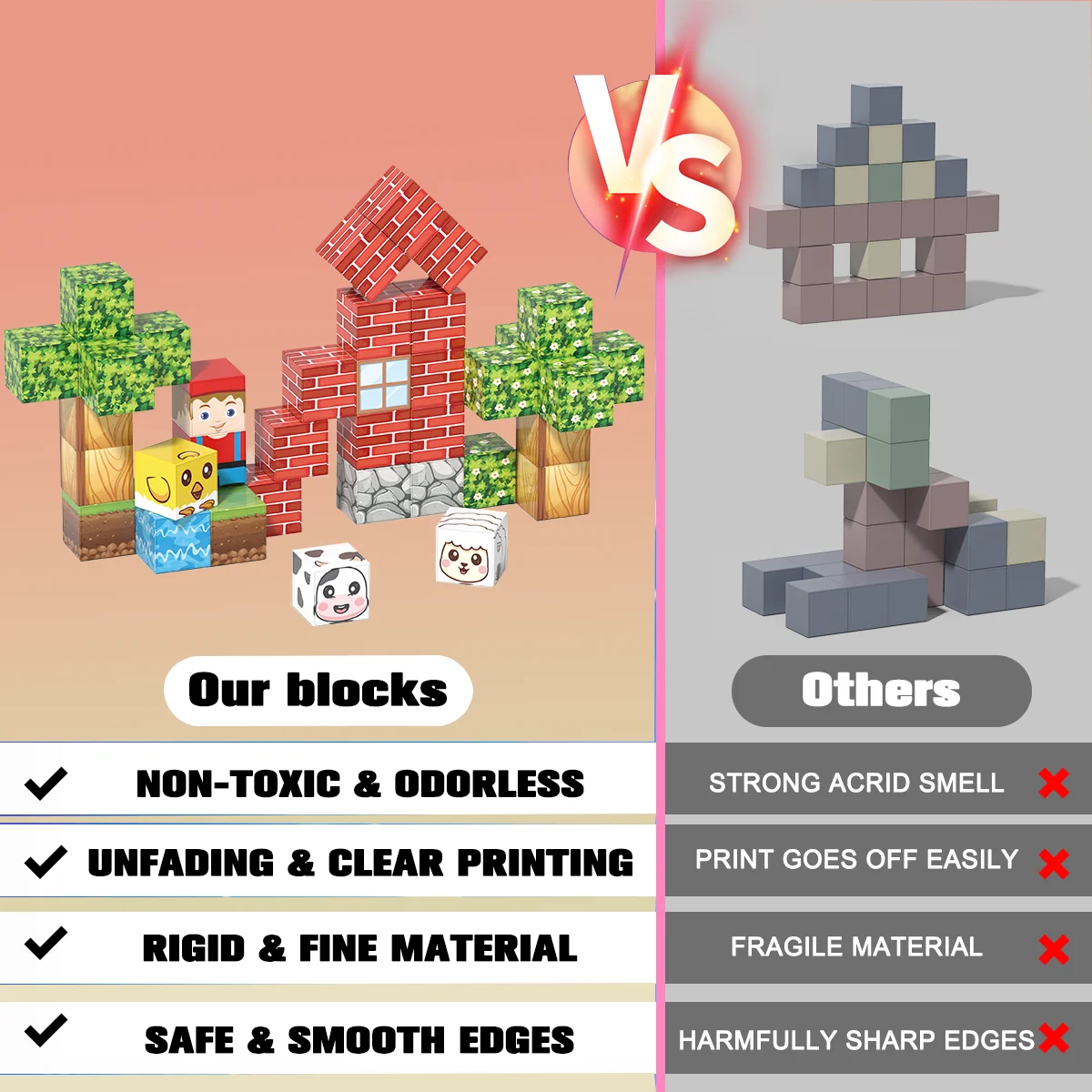 Waldwelt-Magnetbausteine-Set, DIY-Würfel-Modellbausatz für Jungen und Mädchen ab 3 Jahren, pädagogisches ST-Kreativspiel für Kinder