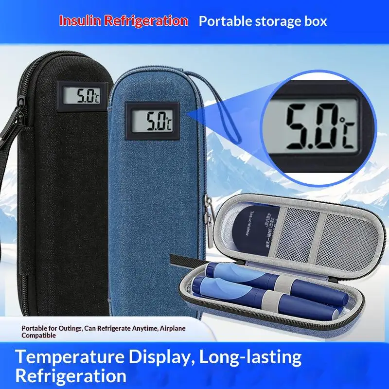 Insulin Cooler Travel Case Waterproof Insulin Cooling Bag With Thermometer Display Medicine Organizer Bag For Diabetics