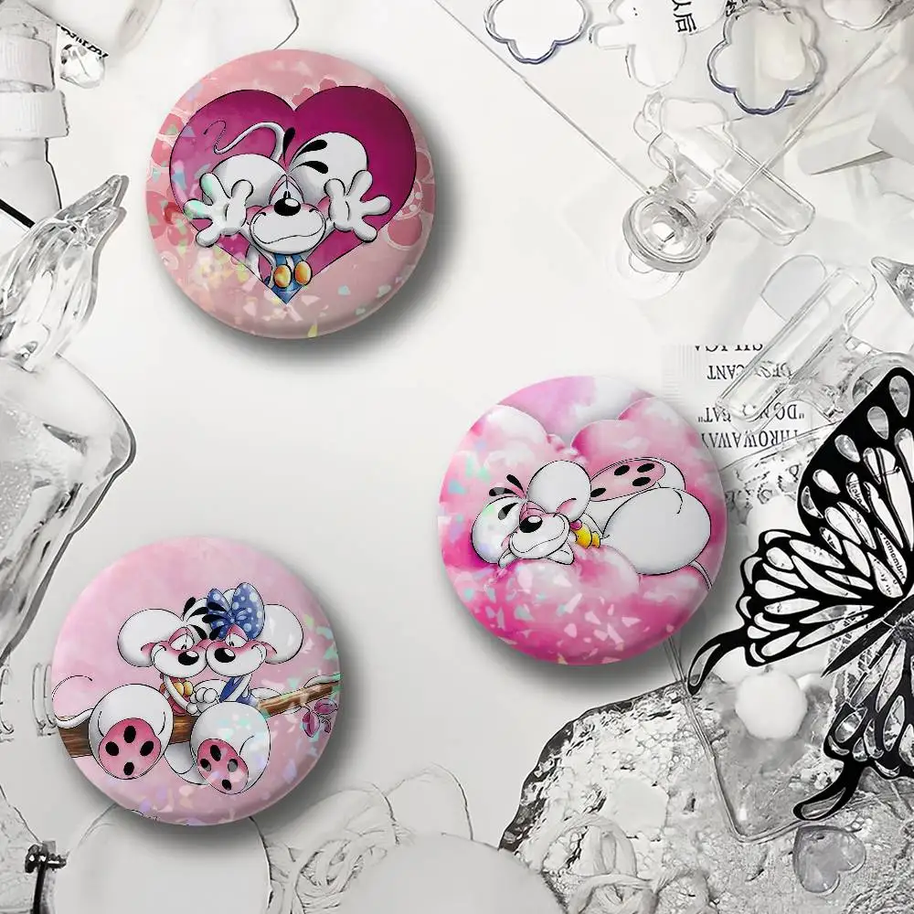 Cartoon Diddl Rat Mouse Laser Badge Lapel Pins for Backpacks Briefcase Brooch Clothes Gifts