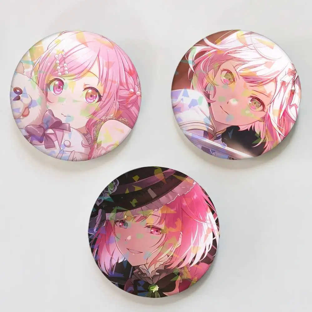 Otori Emu Game Project Sekai Round Badge for Backpack Accessories Laser Lapel Pins Jewelry Gifts