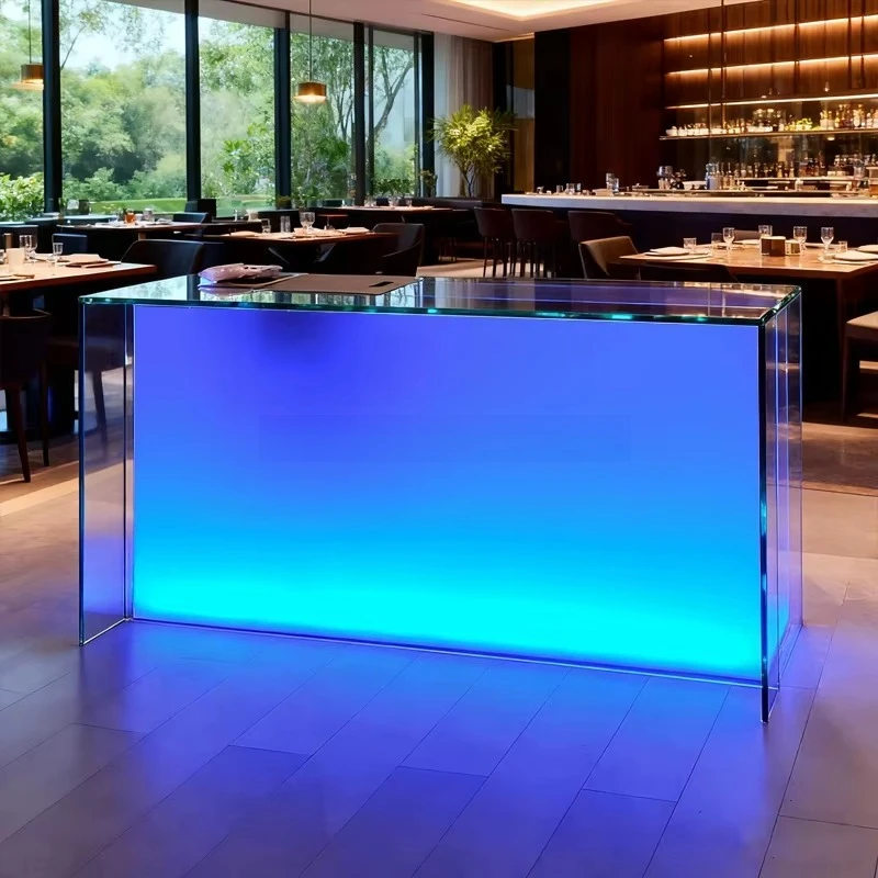 fb-High Quality Wine Bar Counter Multi-function Led Light Acrylic Bar Counter Thickened Acrylic Long Reception Table