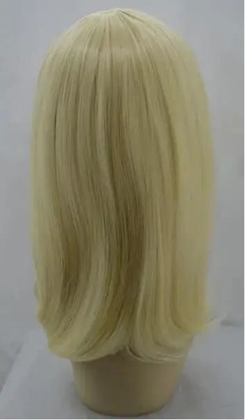 Blonde Wig Synthetic Heat Resistant Fiber Medium Wavy Hairpieces Fringe Bangs Hair Cartoon Role Peruca