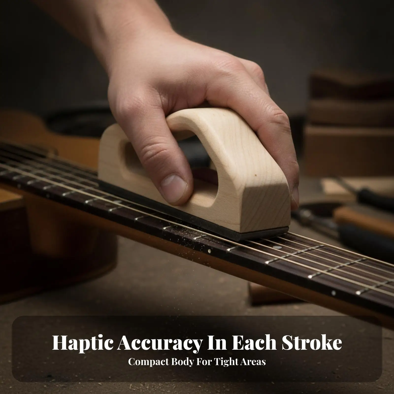 Comfortable Grip Guitar Sanding Block | Flat sanding Surface, Smooth Wooden Handle, Guitar Maintenance Tool, for Workshops