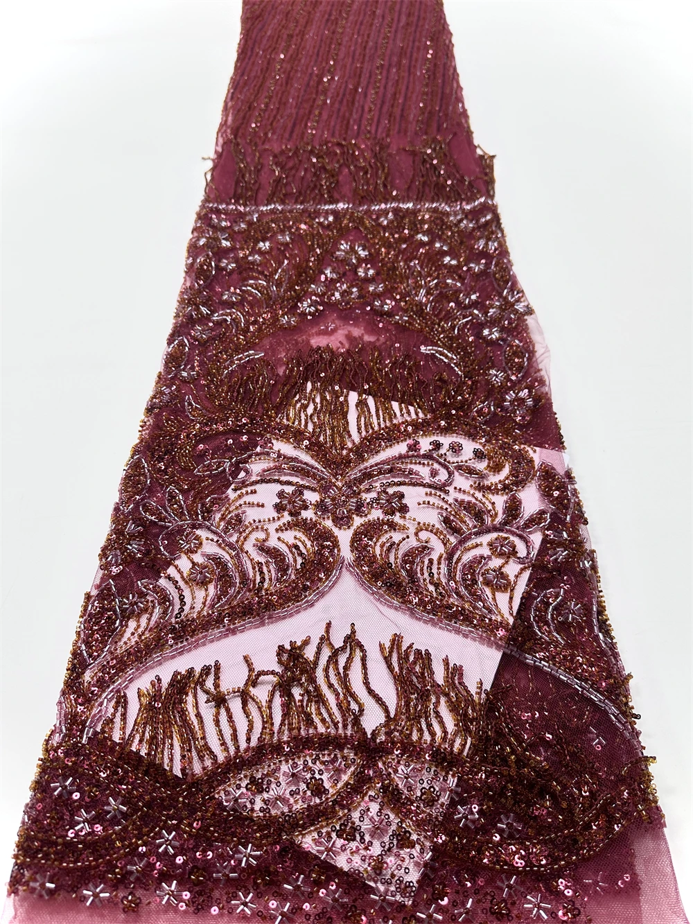 3D Flowers Luxury African Handmade Heavy Beaded Lace Fabric High Quality French Sequin Tulle Lace for Wedding Dresses