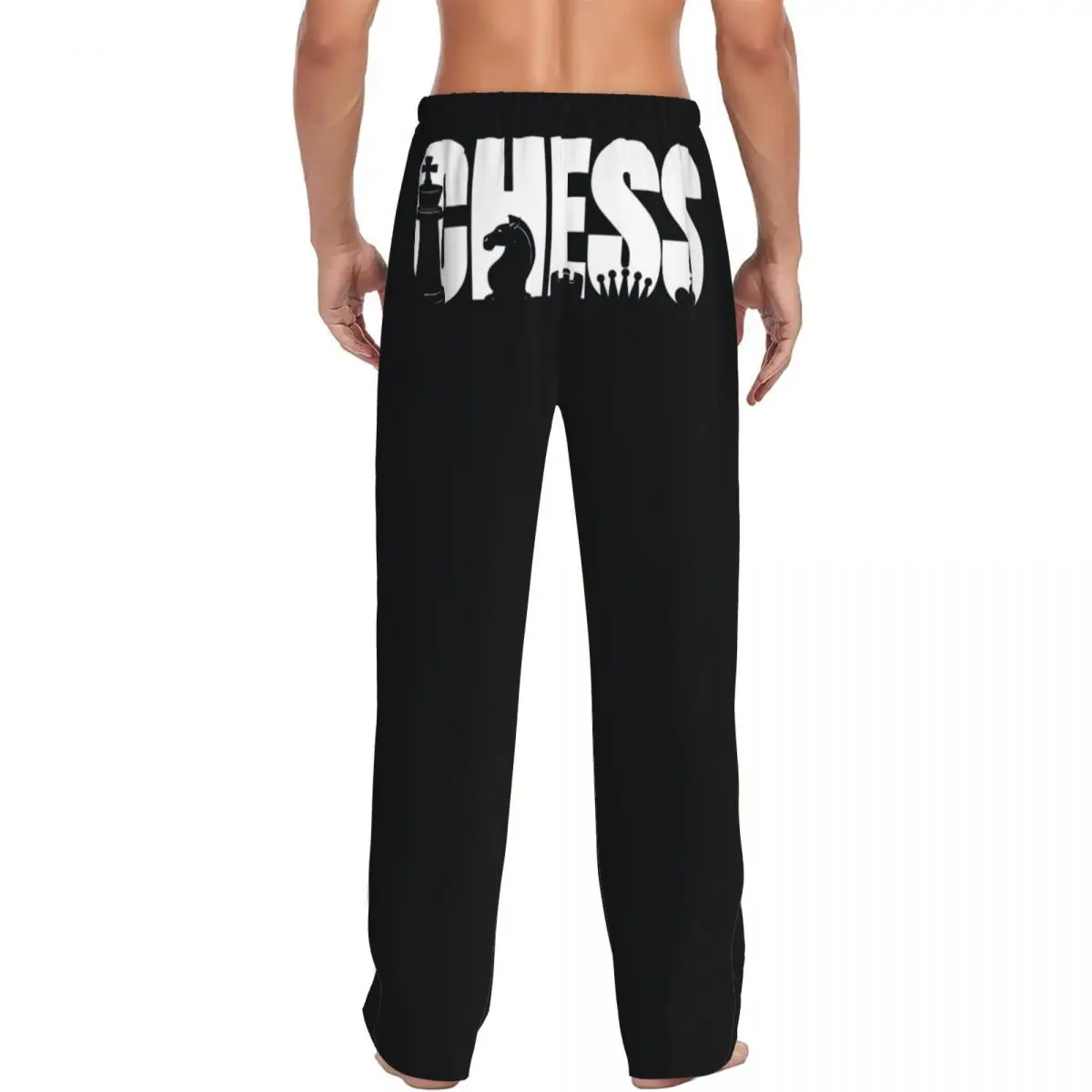 Pantalon de pyjama d'échiquier personnalisé pour hommes, vêtements de nuit de jeu d'échecs, bas de sommeil extensible avec poches
