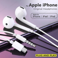 Original Wired Earphones For Apple iPhone 17 16 15 14 13 12 11 Pro Max Mini XS XR X SE 7 8 6 Plus UBS C Headphones Accessories