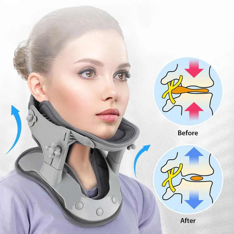 

Neck Traction Device With Hot Compression Neck Stretcher Posture Corrector Brace Cervical Vertebra Stretch Support Chiropractic