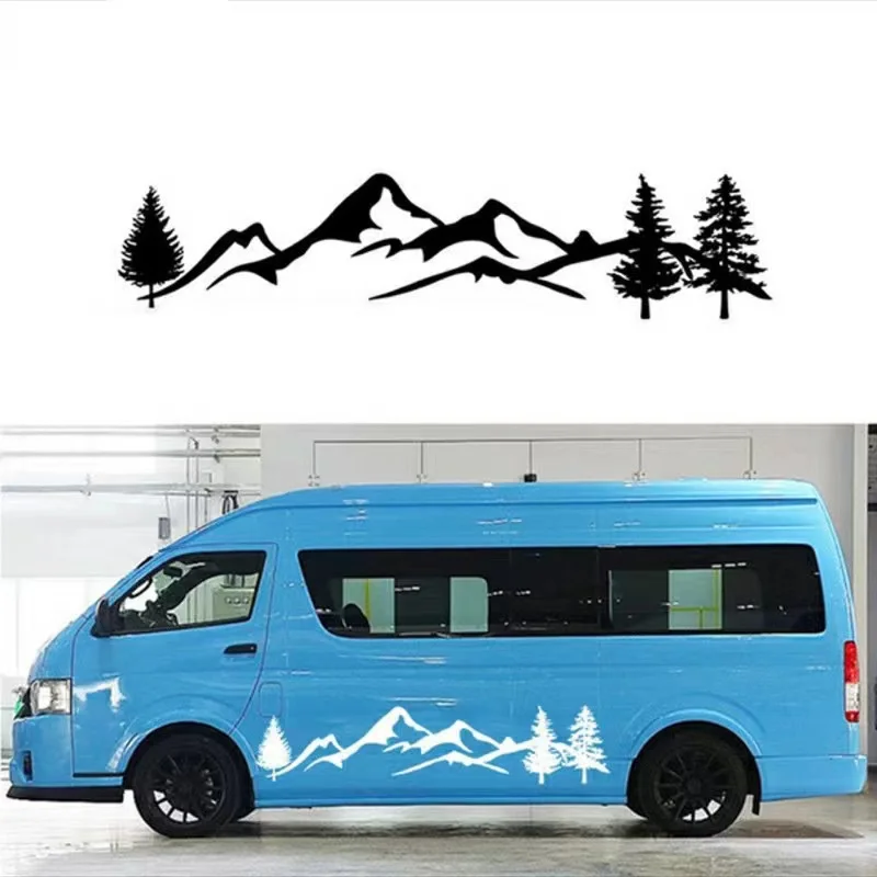 

Car Stickers Waterproof Tree Mountain Car Decor PET Sticker Auto Decal for SUV RV Camper Offroad Auto Fashion Decal