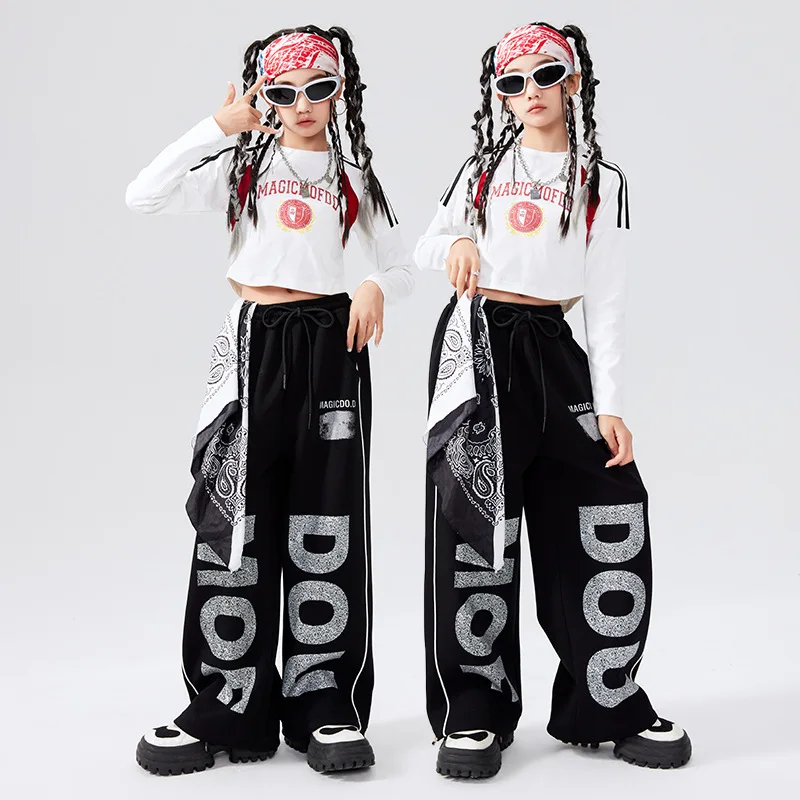 Mädchen Hip Hop Crop Top Brief Jogger Hosen Jungen Streetwear Sweatshirts Kinder Jazz K-pop Kostüm Kind Street Dance Kleidung sets