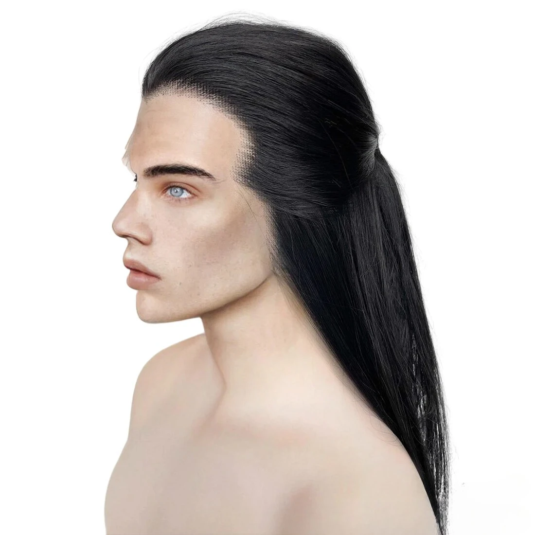 Cosplay Costumes Antique Wig Men's Three-pointed Sythetic Fiber Front Lace Wig COS Beauty Pointed Long Straight Hair Men